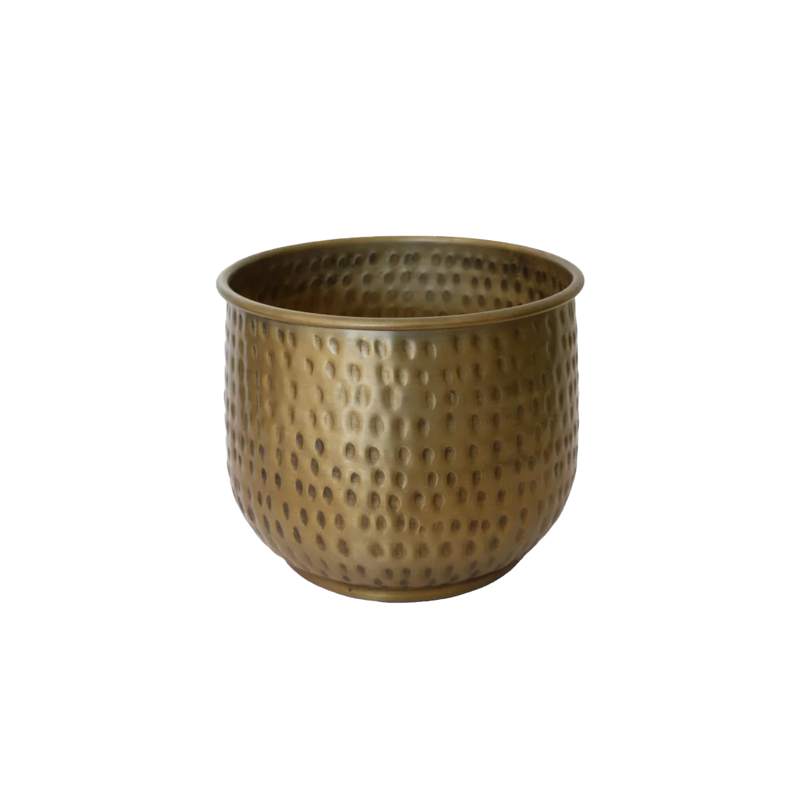 Textured antique brass look planter 19cm