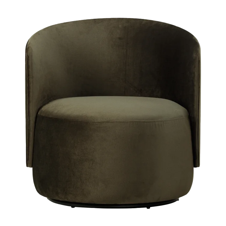 The Estelle velvet swivel chair olive