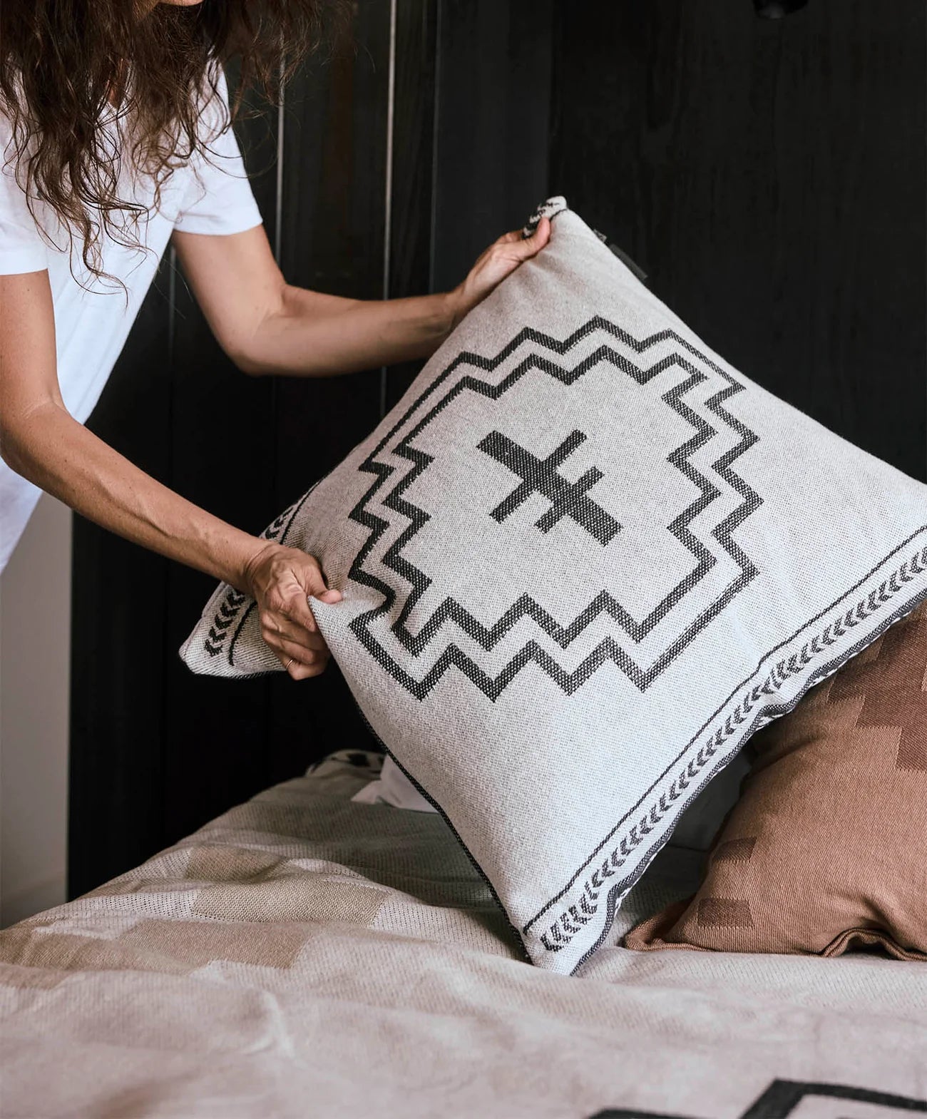 Pony Rider Tree Totem reversible cushion cover 60cm black