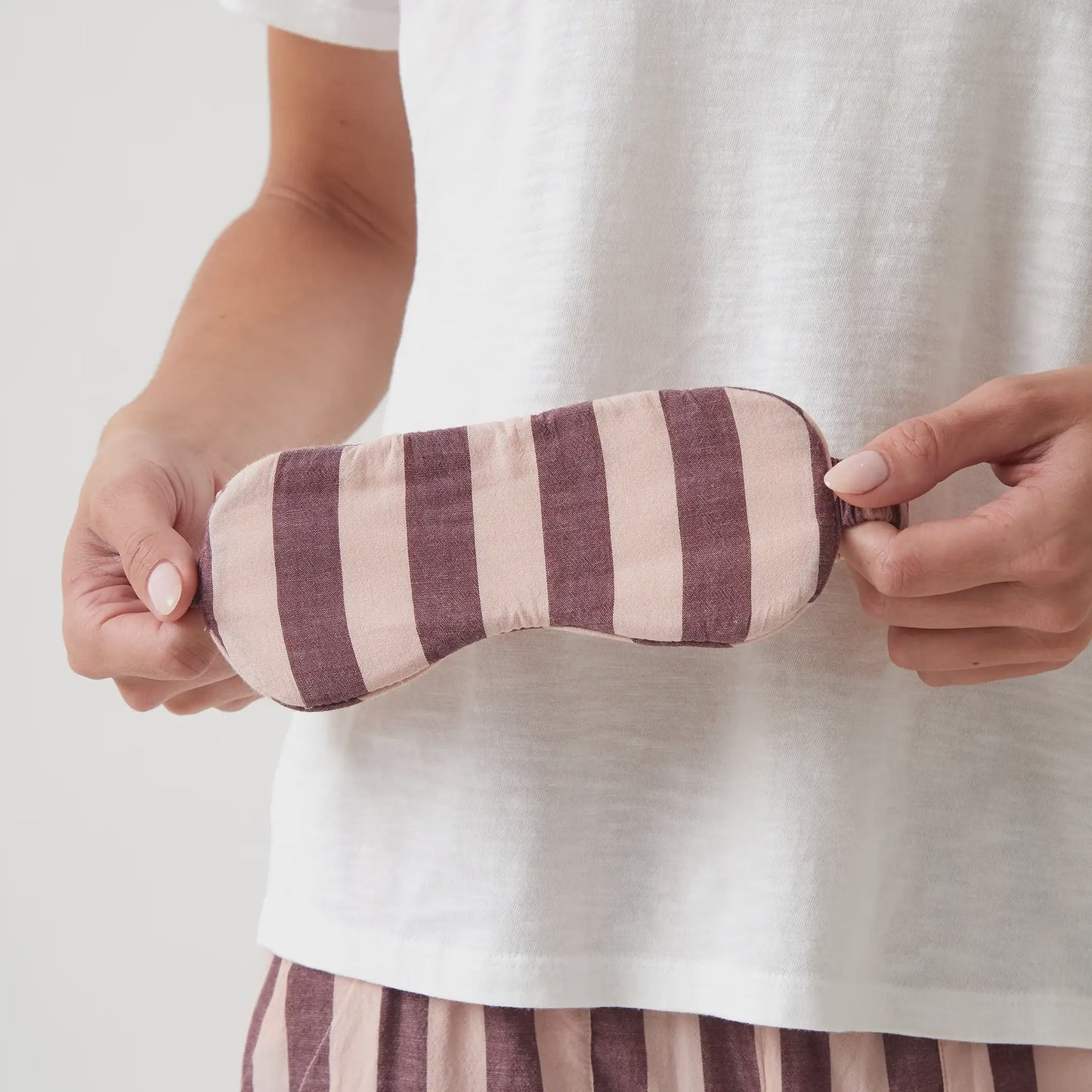 Cotton eye mask pink stripes