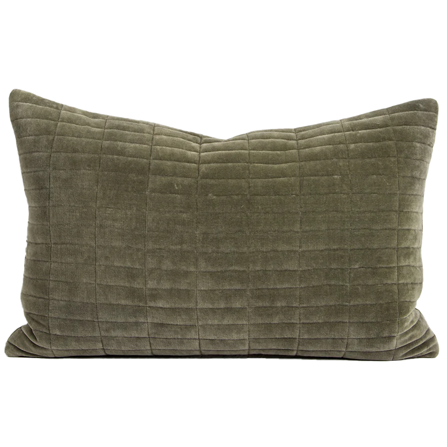 Turner velvet lumbar cushion cover 40 x 60cm thyme