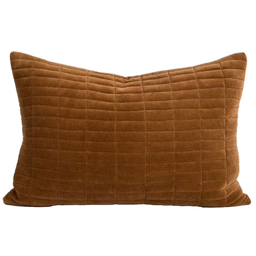 Turner velvet lumbar cushion cover tobacco 40 x 60cm