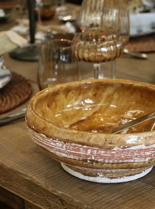 Tusacan rustic terracotta bowl 27cm ochre