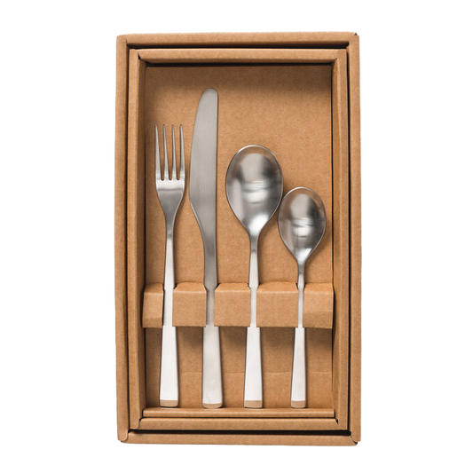Utility brushed stainless steel 16-piece cutlery set