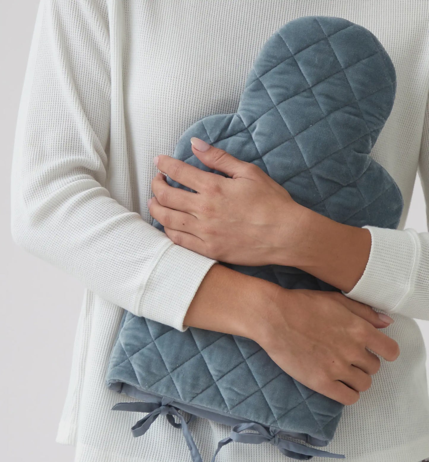 Velvet hot water bottle cover dusky blue