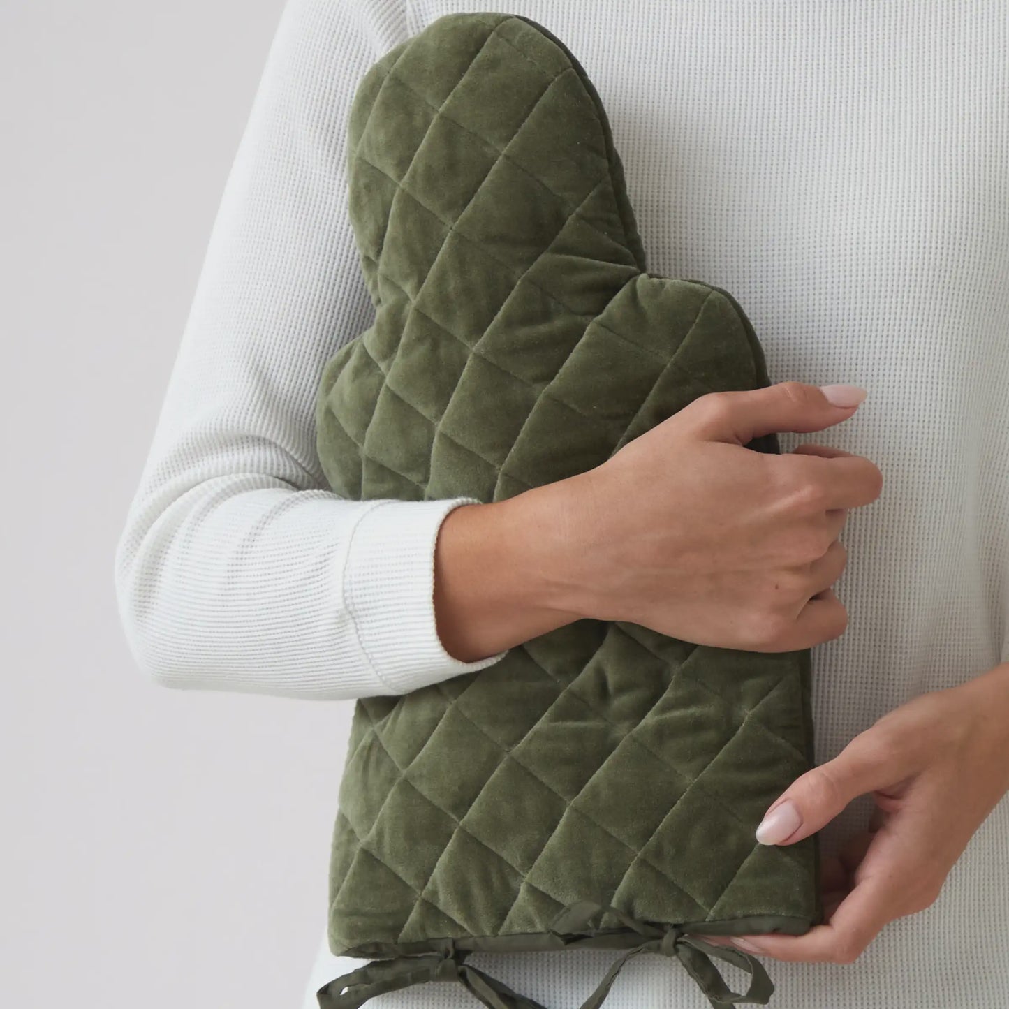 Velvet hot water bottle cover olive
