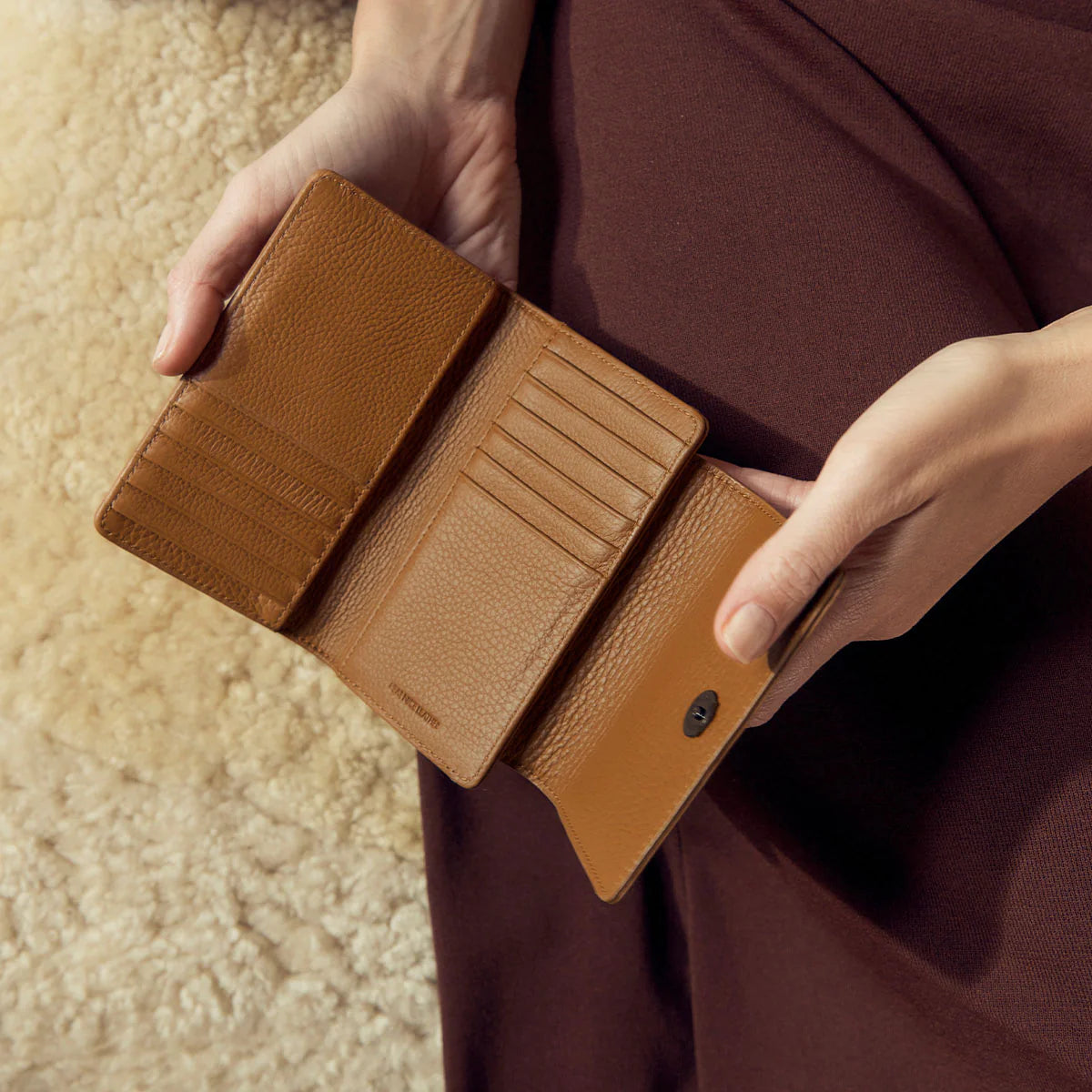 Visions leather wallet camel