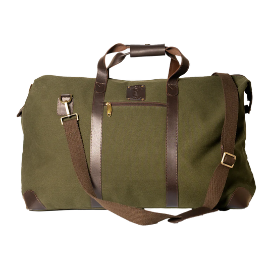 Weekender bag canvas with leather trim olive