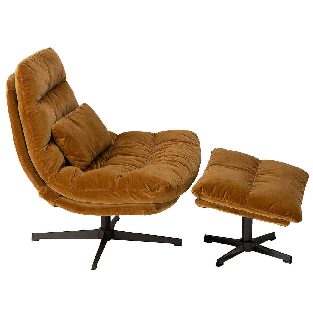 William velvet foot rest ochre