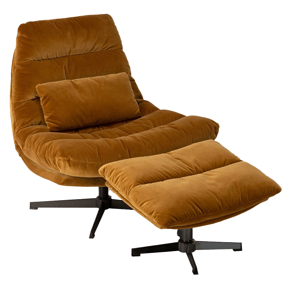 William velvet foot rest ochre