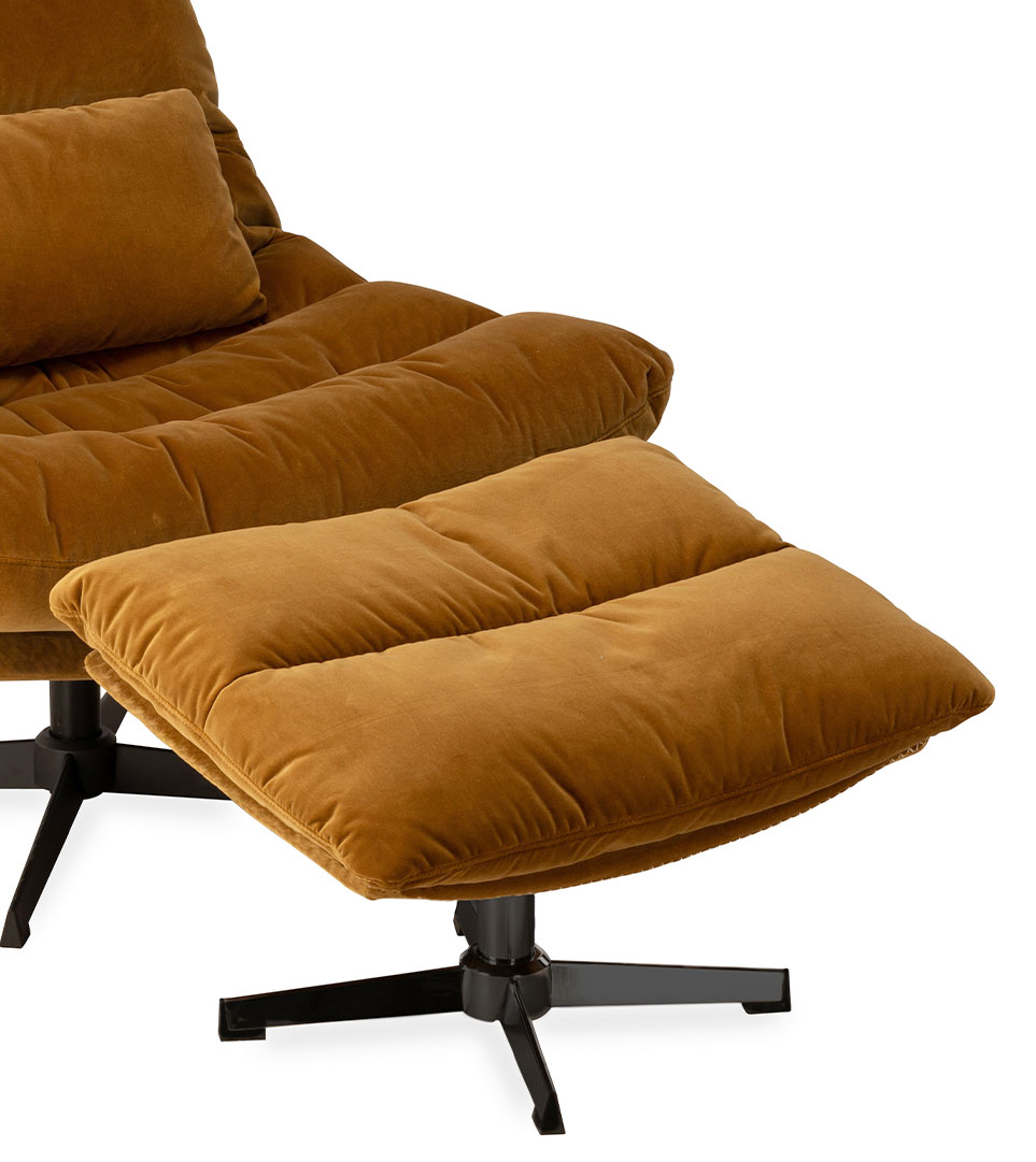 William velvet foot rest ochre