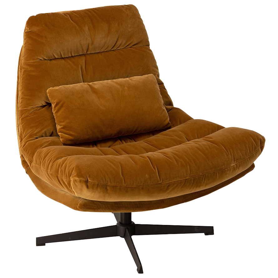 William velvet swivel lounge chair ochre
