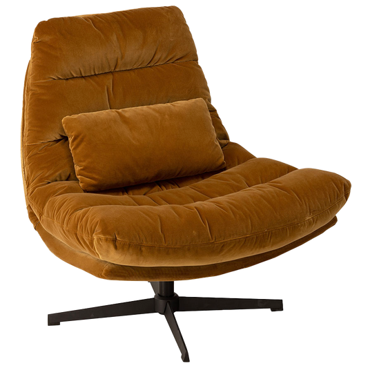 William velvet swivel lounge chair ochre