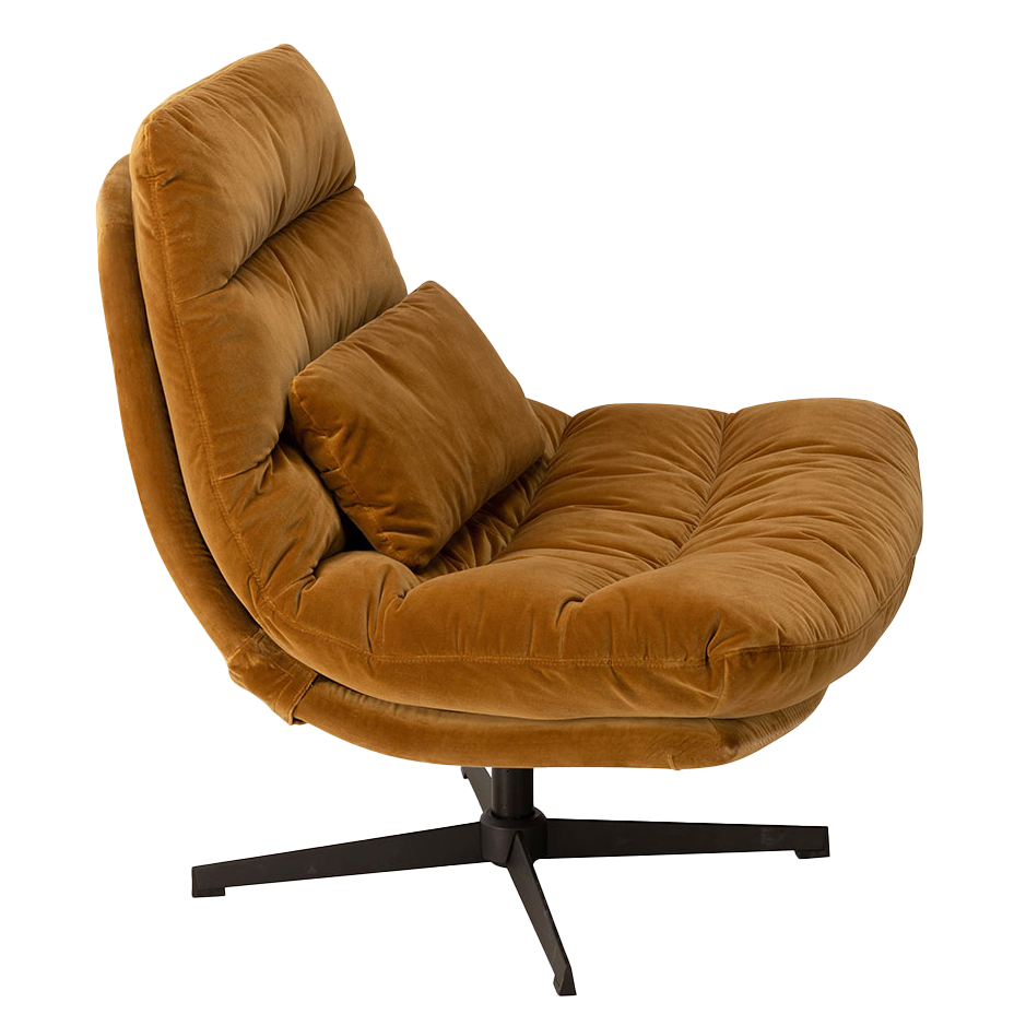 William velvet swivel lounge chair ochre