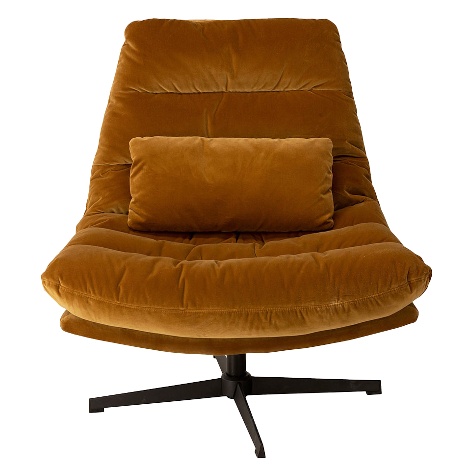 William velvet swivel lounge chair ochre