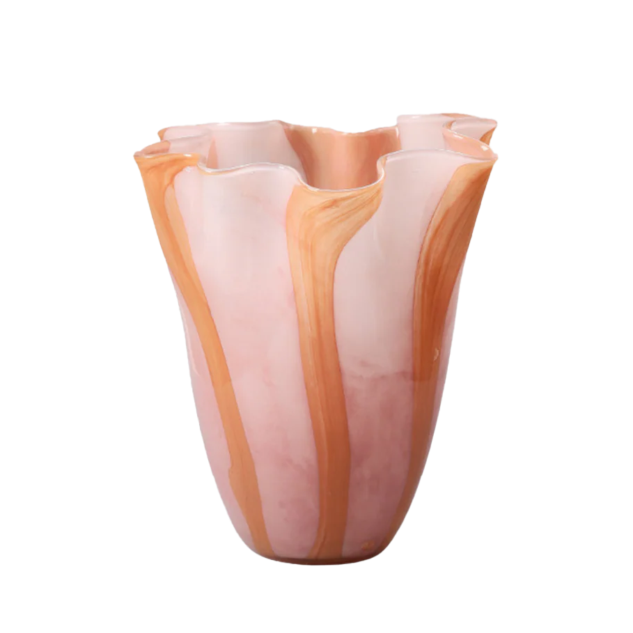 Scalloped glass vase 28cm