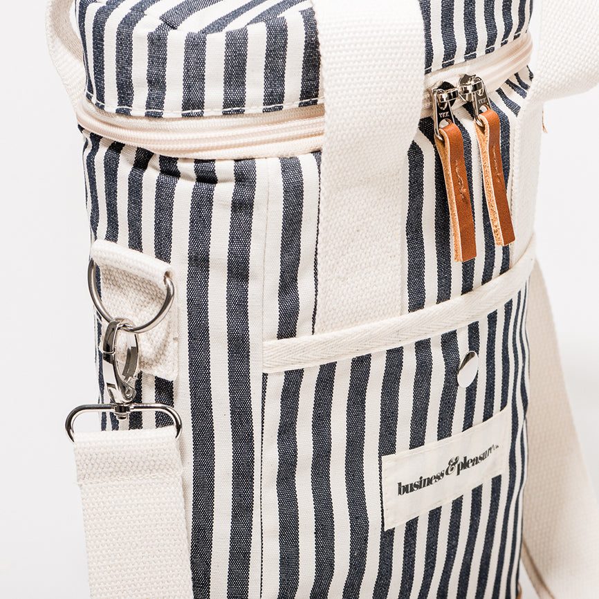 Wine cooler bag navy stripes