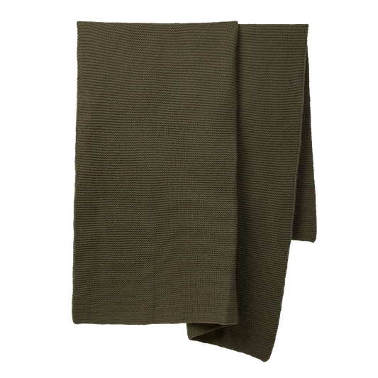 Wool Purl knit throw 140 x 180cm olive