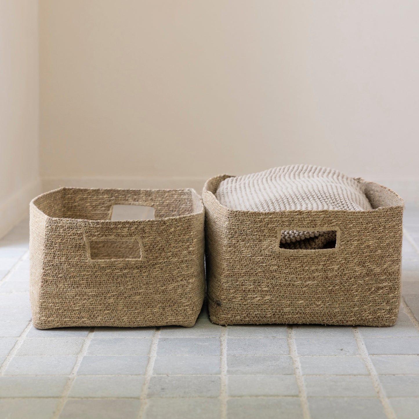 Woven storage basket natural