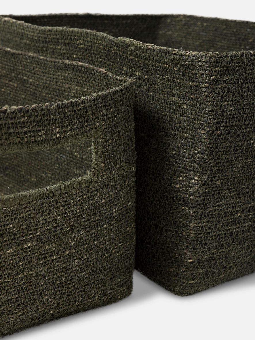 Woven storage basket olive