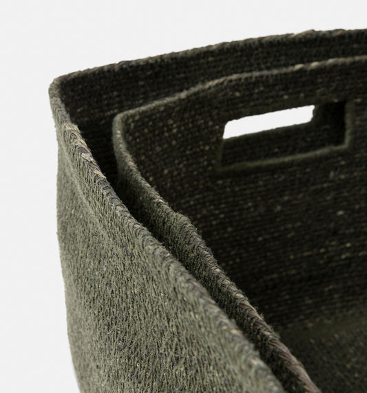 Woven storage basket olive