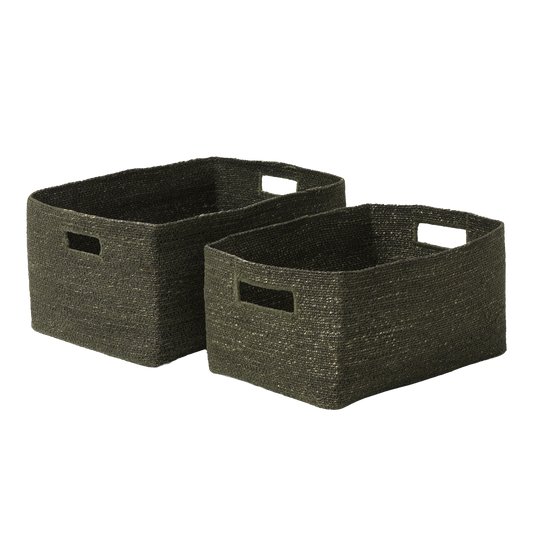 Woven storage basket olive