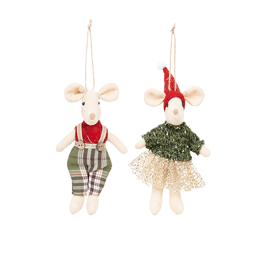 Mr & Mrs Scott hanging mouse decorations