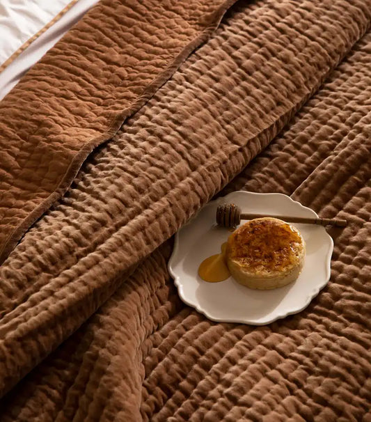 XL Cino cotton velvet quilt caramel