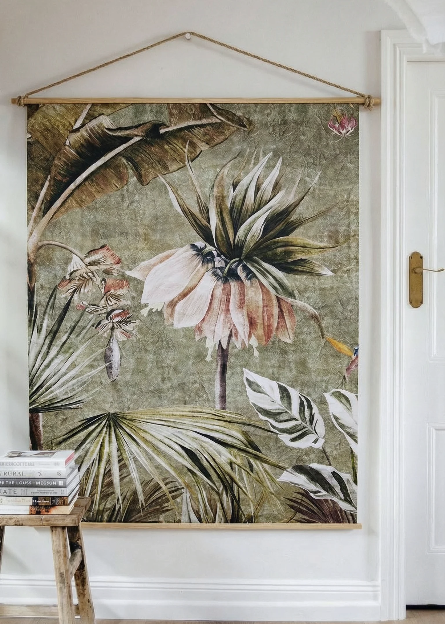 XL Floral hanging print green 192cm