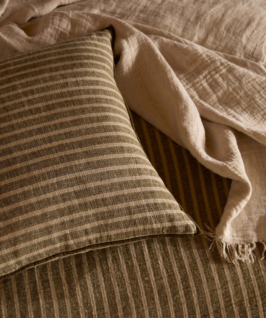 Ava linen cushion cover khaki 55cm