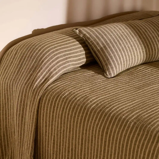 Ava linen lumbar cushion cover 80cm khaki