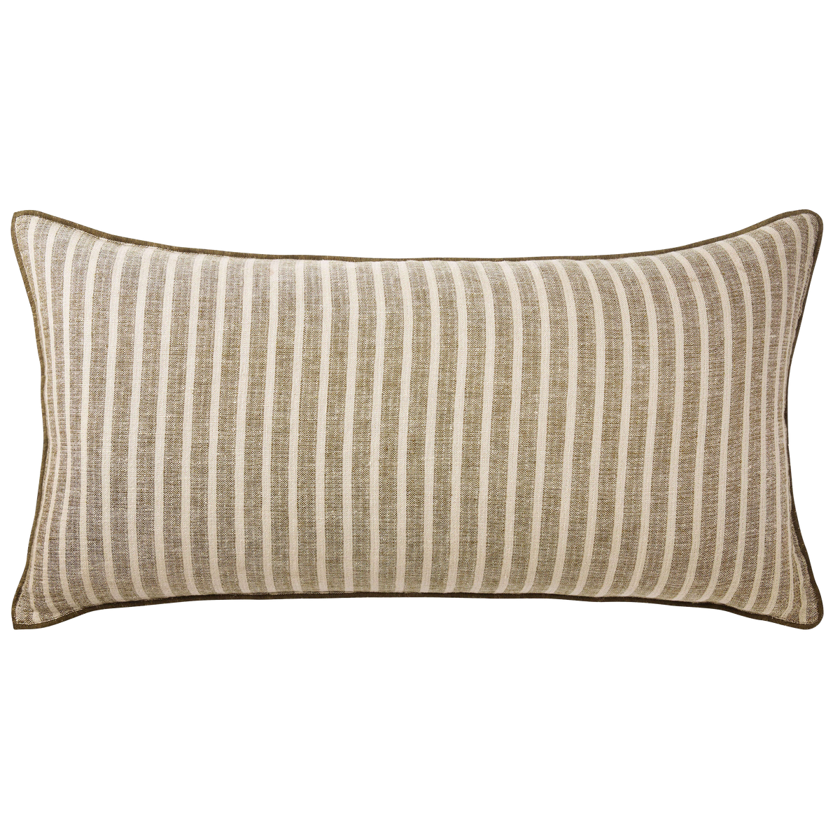 Ava linen lumbar cushion cover 80cm khaki