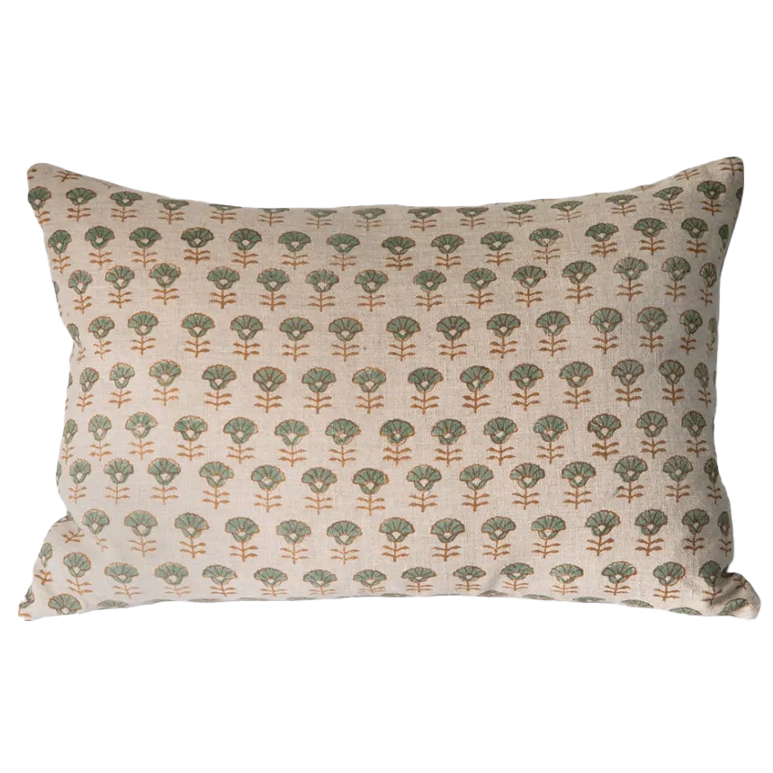 Ayla block print linen cushion cover 40 x 60cm
