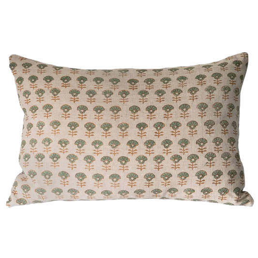 Ayla block print linen cushion cover 40 x 60cm