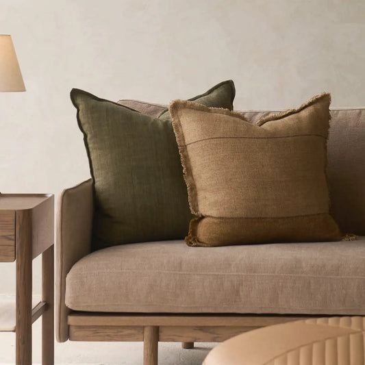 Frankton linen cushion cover 50cm caramel