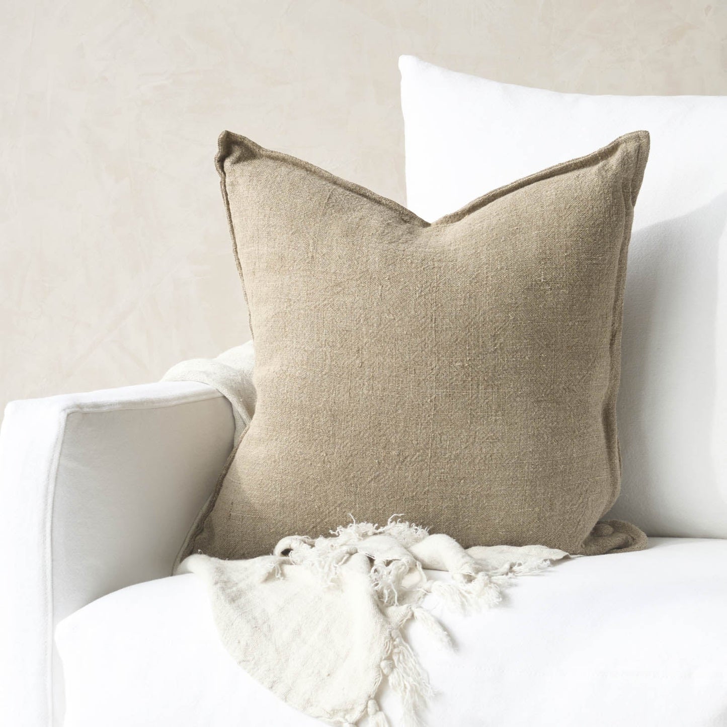 Flaxmill linen cushion cover doeskin 50cm