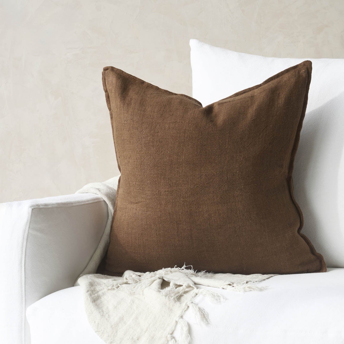 Flaxmill linen cushion cover pecan 50cm