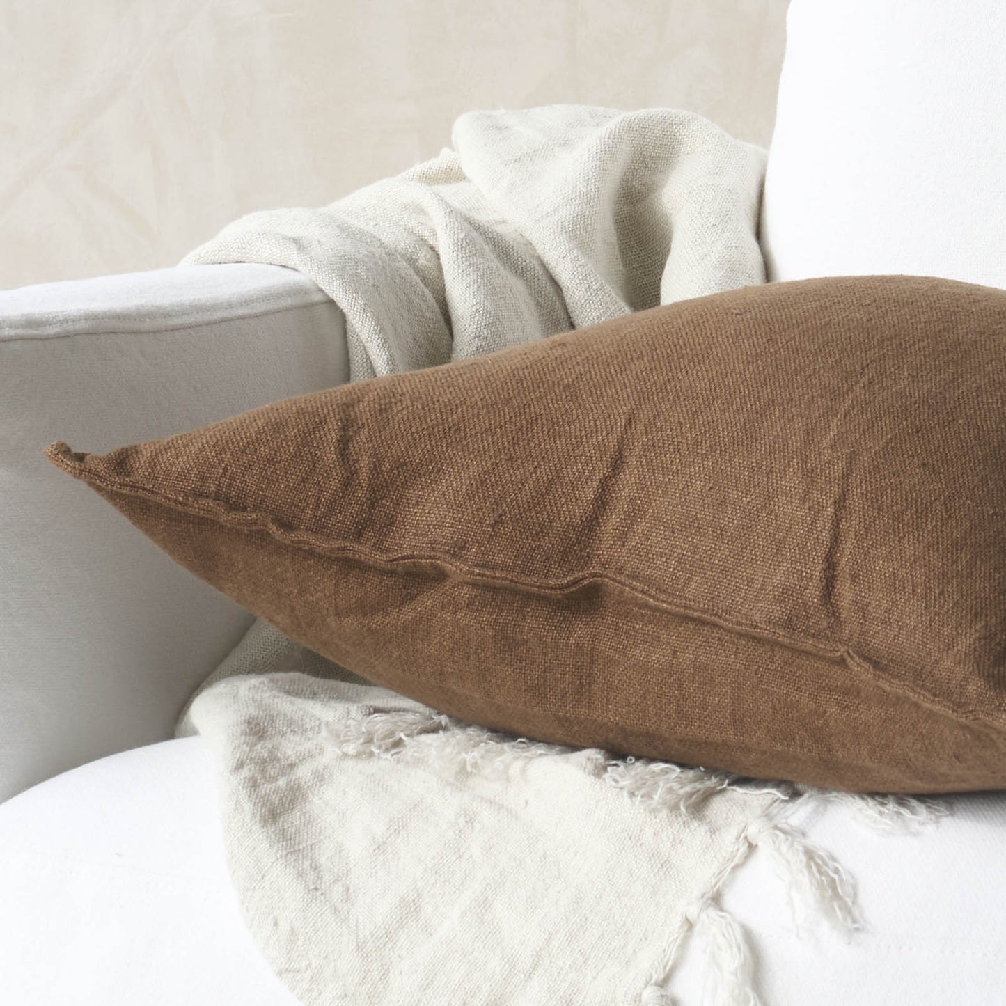Flaxmill linen cushion cover pecan 50cm