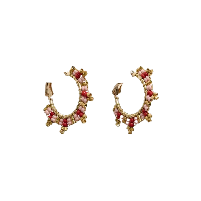 S+G small boho earrings red/pink