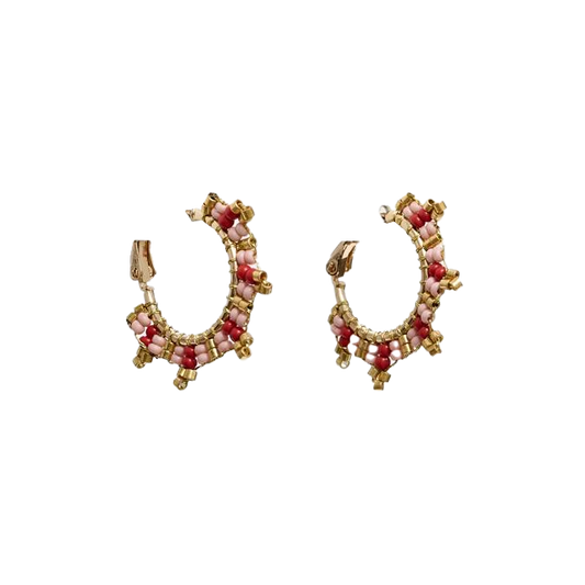 S+G small boho earrings red/pink