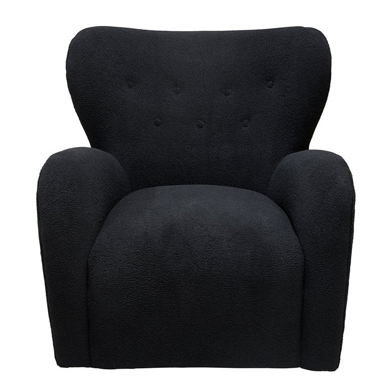 Boucle swivel club chair black