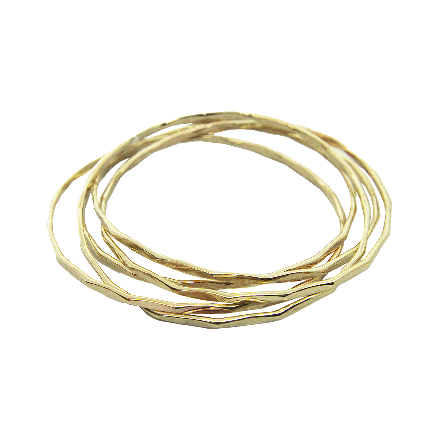 NZ made hammered brass bangle cluster (5)