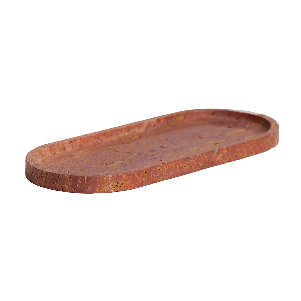 Burnt travertine oval tray 30cm