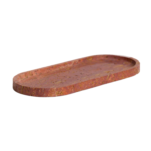 Burnt travertine oval tray 30cm