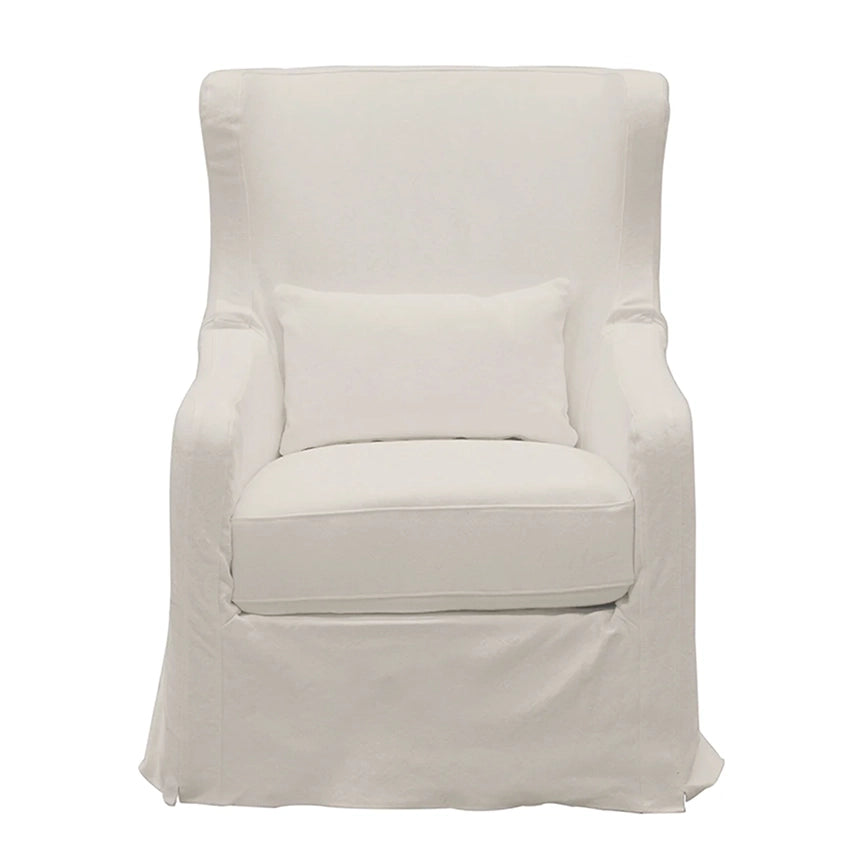 Slip cover swivel wing chair white