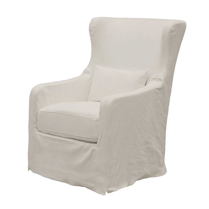 Slip cover swivel wing chair white