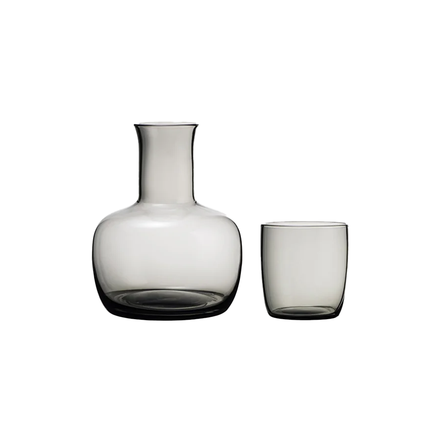 Bulb water carafe and tumbler set smokey