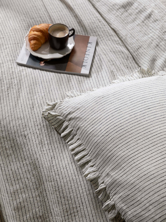 Celine pleated linen cushion cover 50cm stripe