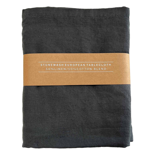 Linen cotton chambray tablecloth charcoal 260cm