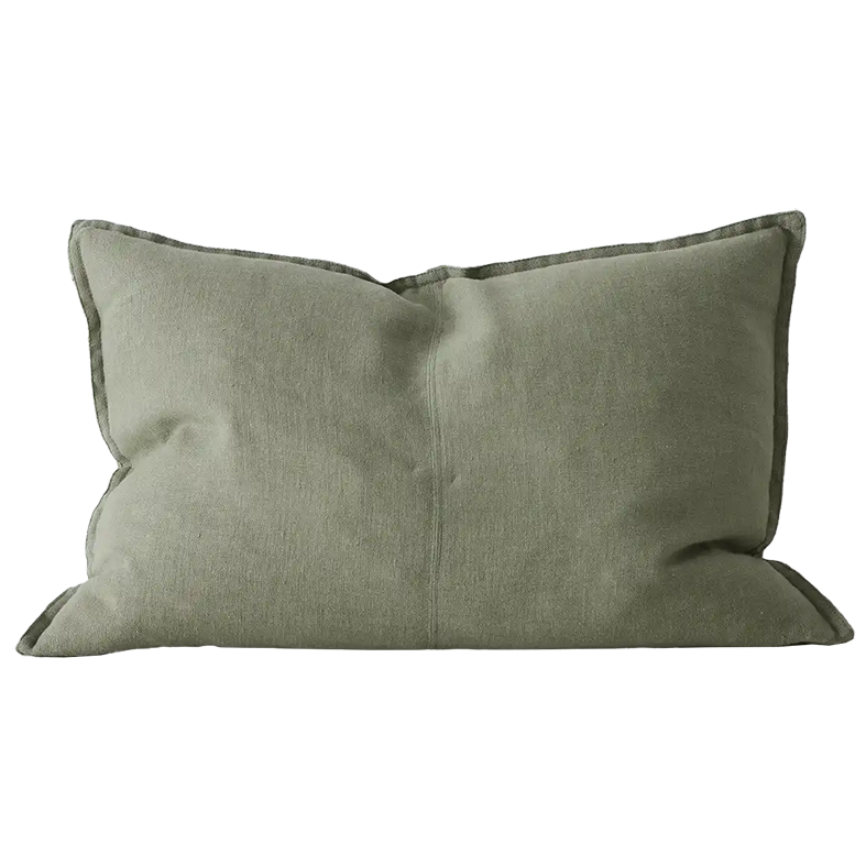 Como linen cushion cover olive 60 x 40cm
